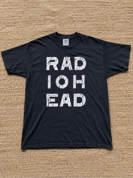 Gildan Tops - Black Radiohead Short Sleeve Tee with Distressed White Block Lettering T-shirt